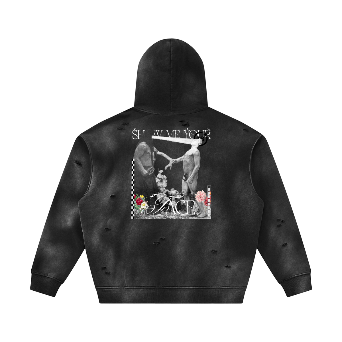 Unisex Sunfade Frayed Fleece Hoodie