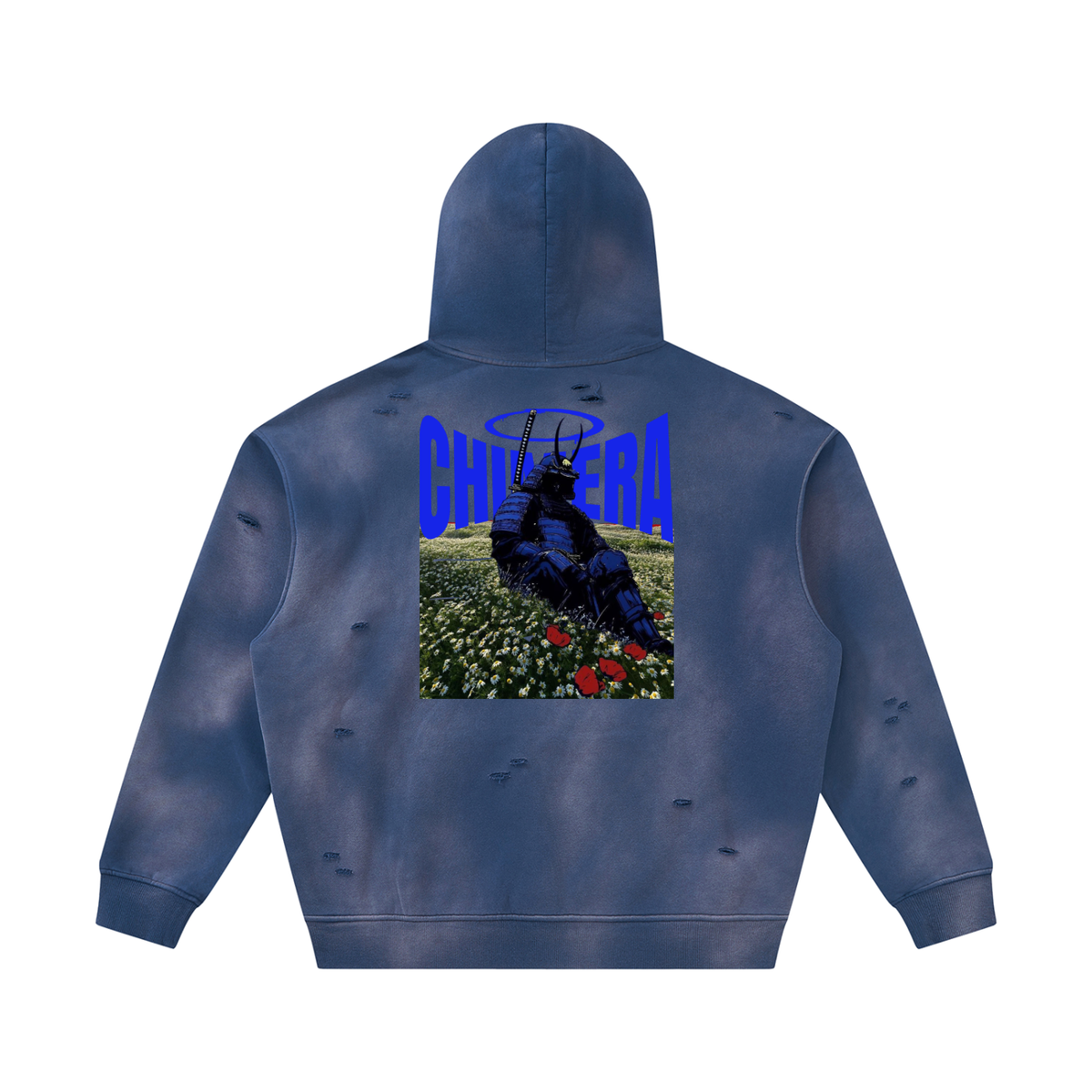 Unisex Sunfade Frayed Fleece Hoodie