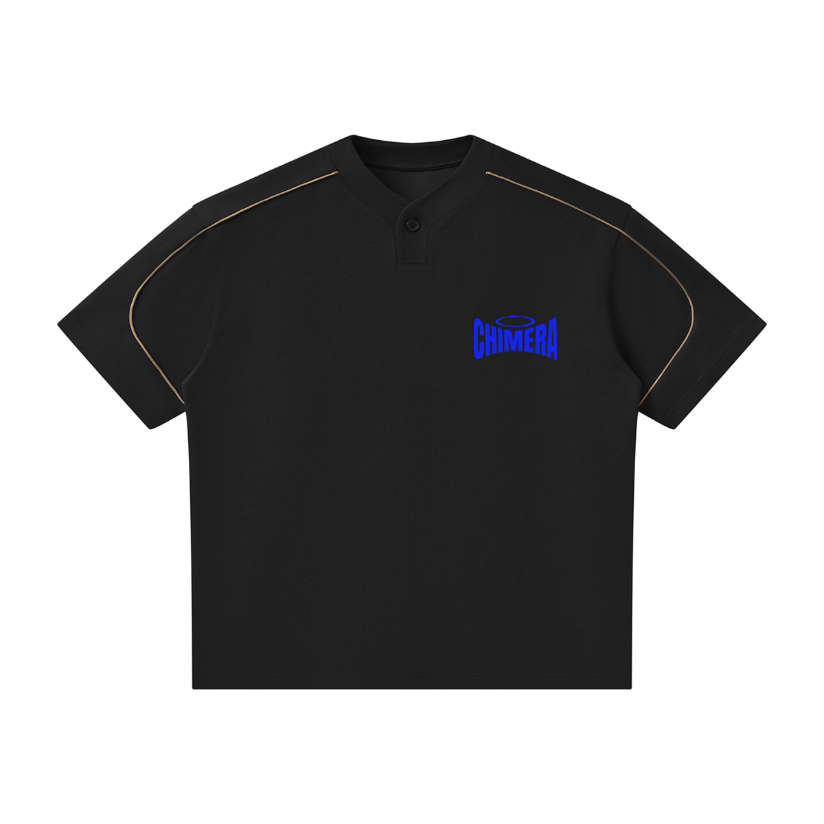 Unisex Oversized Piping Henley T-Shirt