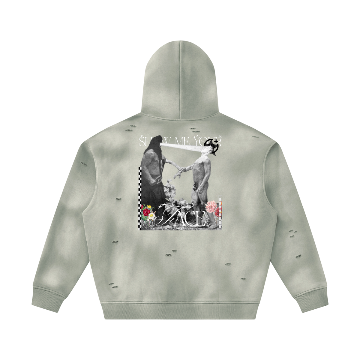 Unisex Sunfade Frayed Fleece Hoodie